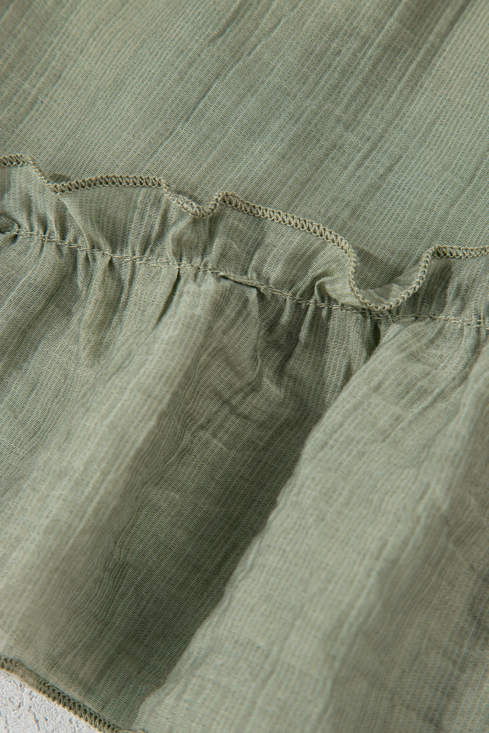 Laurel Green Textured Tie Waist Ruffle Hem Shorts Casual Shorts JT's Designer Fashion
