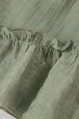 Laurel Green Textured Tie Waist Ruffle Hem Shorts Casual Shorts JT's Designer Fashion