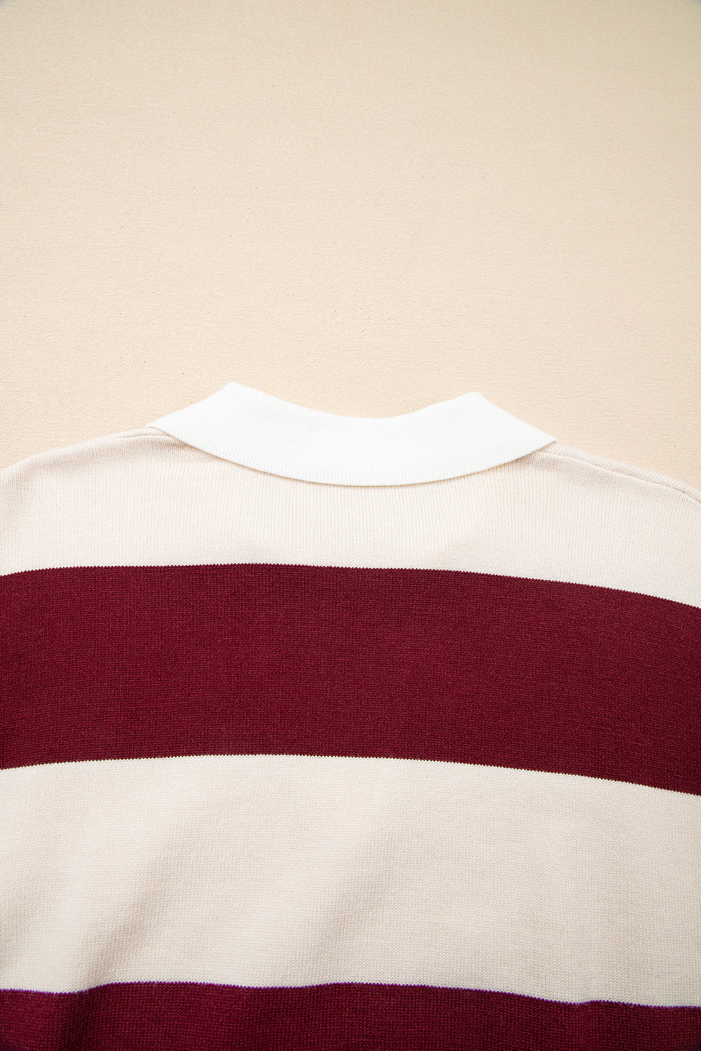 Brown Ribbed Trim Color Block Knitted Polo Collar Sweater Sweaters JT's Designer Fashion