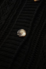Black Open Knit Drop Shoulder Sweater Cardigan Cardigans JT's Designer Fashion