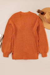 Gold Flame Button Front V Neck Chunky Cardigan Sweater Cardigans JT's Designer Fashion