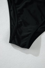 Black Sheer Mesh Edged Halter V Neck Push Up Bikini Bikinis JT's Designer Fashion