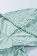 Green Loose Fit Ribbed V Neck Hoodie Sweatshirts & Hoodies JT's Designer Fashion