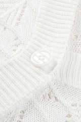 White Lightweight Buttoned Front Crochet Cardigan Cardigans JT's Designer Fashion