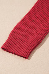 Fiery Red Ribbed Knit Bow Front Buttoned Cardigan Cardigans JT's Designer Fashion