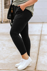 Black Plus Size Frill High Waist Pocketed Soft Pants Plus Size Bottoms JT's Designer Fashion