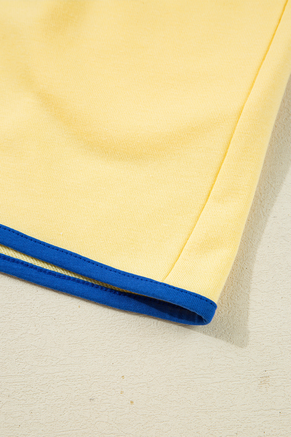 Yellow Color Block Patchwork Half Button Pullover and Shorts 2pcs Outfit Short Sets JT's Designer Fashion