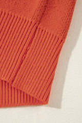Orange Halloween Pumpkin Face Pattern Drop Shoulder Sweater Sweaters JT's Designer Fashion