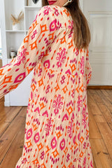 Orange Western Abstract Geometric Printed Long Dress Maxi Dresses JT's Designer Fashion