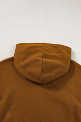 Chestnut Color Block Half Zip Kangaroo Pocketed Hoodie Sweatshirts & Hoodies JT's Designer Fashion