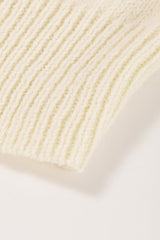 White Wavy Striped Pointelle Bishop Sleeve Sweater Sweaters & Cardigans JT's Designer Fashion