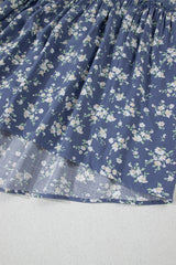 Blue Floral Spaghetti Strap Frilled V Neck Tiered Midi Dress Midi Dresses JT's Designer Fashion