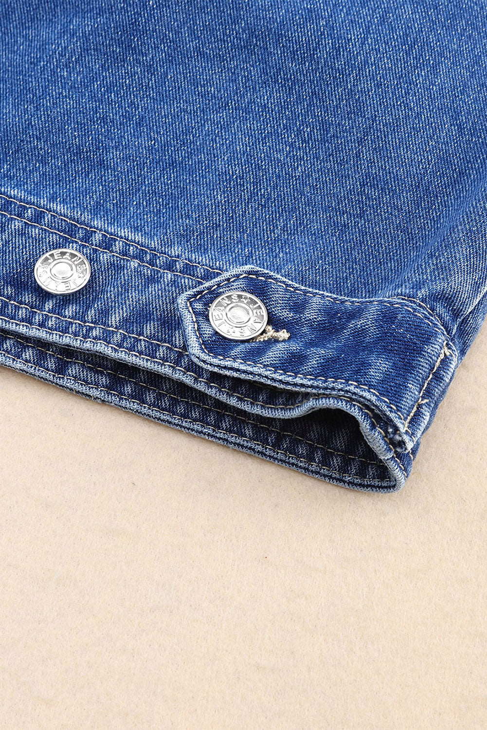 Blue Chest Pockets Drop Shoulder Loose Denim Jacket Denim Jackets JT's Designer Fashion
