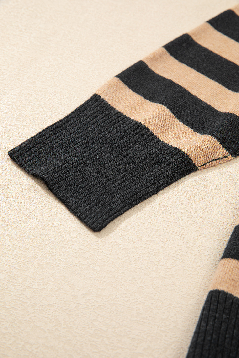 Black Stripe Collared Quarter Zipper Oversized Sweater Sweaters JT's Designer Fashion