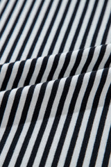 Black White Striped Patchwork 3/4 Sleeve Oversize Top Long Sleeve Tops JT's Designer Fashion