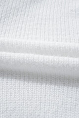 White Pearl Beaded Heart Pattern Fuzzy V Neck Sweater Sweaters JT's Designer Fashion