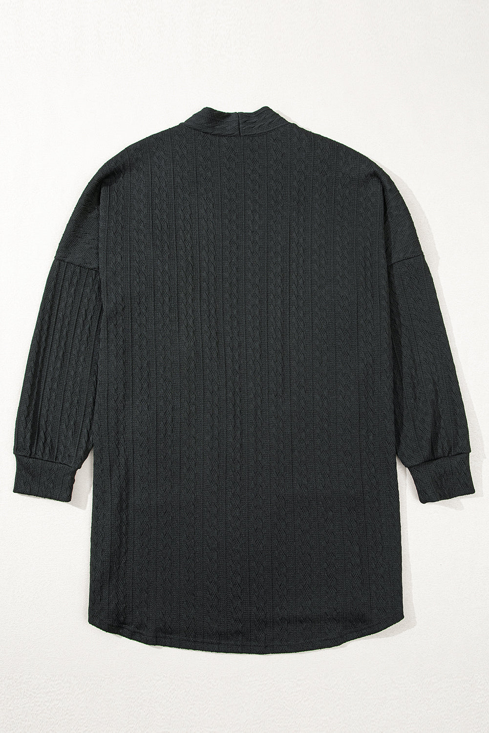 Black Textured Knit Side Pockets Open Front Cardigan Cardigans JT's Designer Fashion
