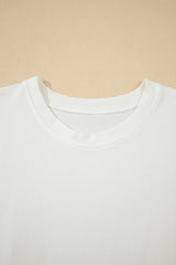 White Drop Shoulder Crew Neck Shift T Shirt Dress T Shirt Dresses JT's Designer Fashion