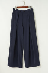 Dirty blue Dual Buttoned High Waist Pleated Wide Leg Pants Pants & Culotte JT's Designer Fashion
