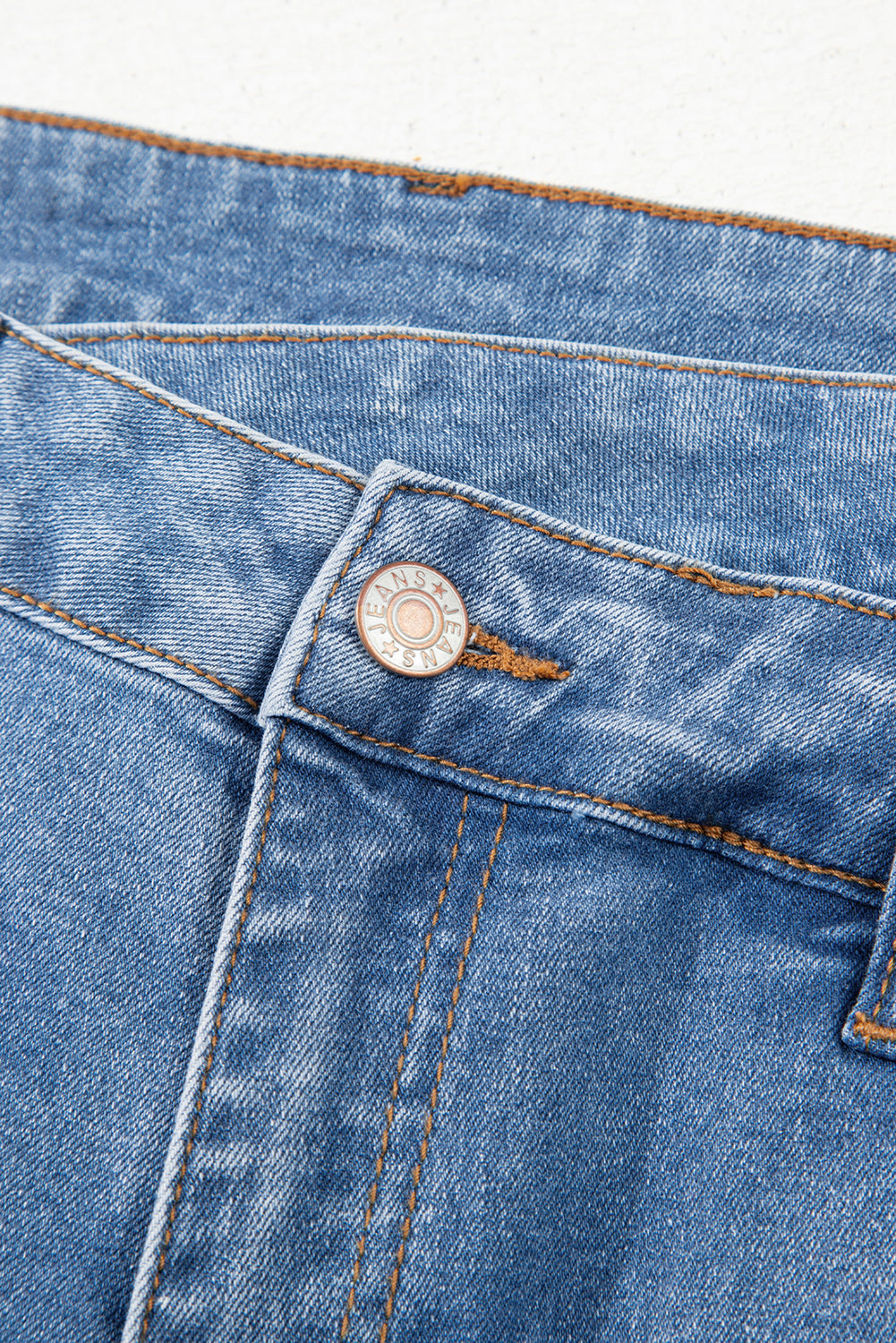 Blue Mid Rise Asymmetrical Waist Wide Leg Jeans Jeans JT's Designer Fashion