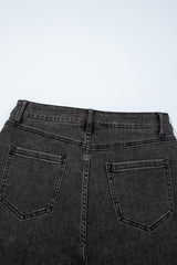 Carbon Grey Raw Hem High Waist Denim Shorts Denim Shorts JT's Designer Fashion