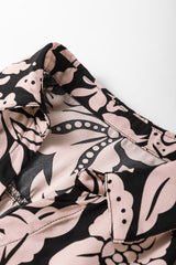 Black Plus Size Floral Printed Puff Sleeve Collared Maxi Dress Plus Size Maxi Dresses JT's Designer Fashion