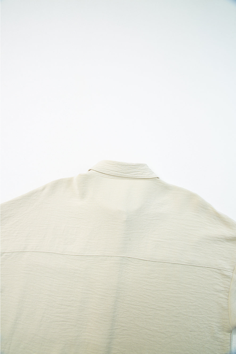 Beige Pure Color Patch Pocket Shirt Blouses & Shirts JT's Designer Fashion