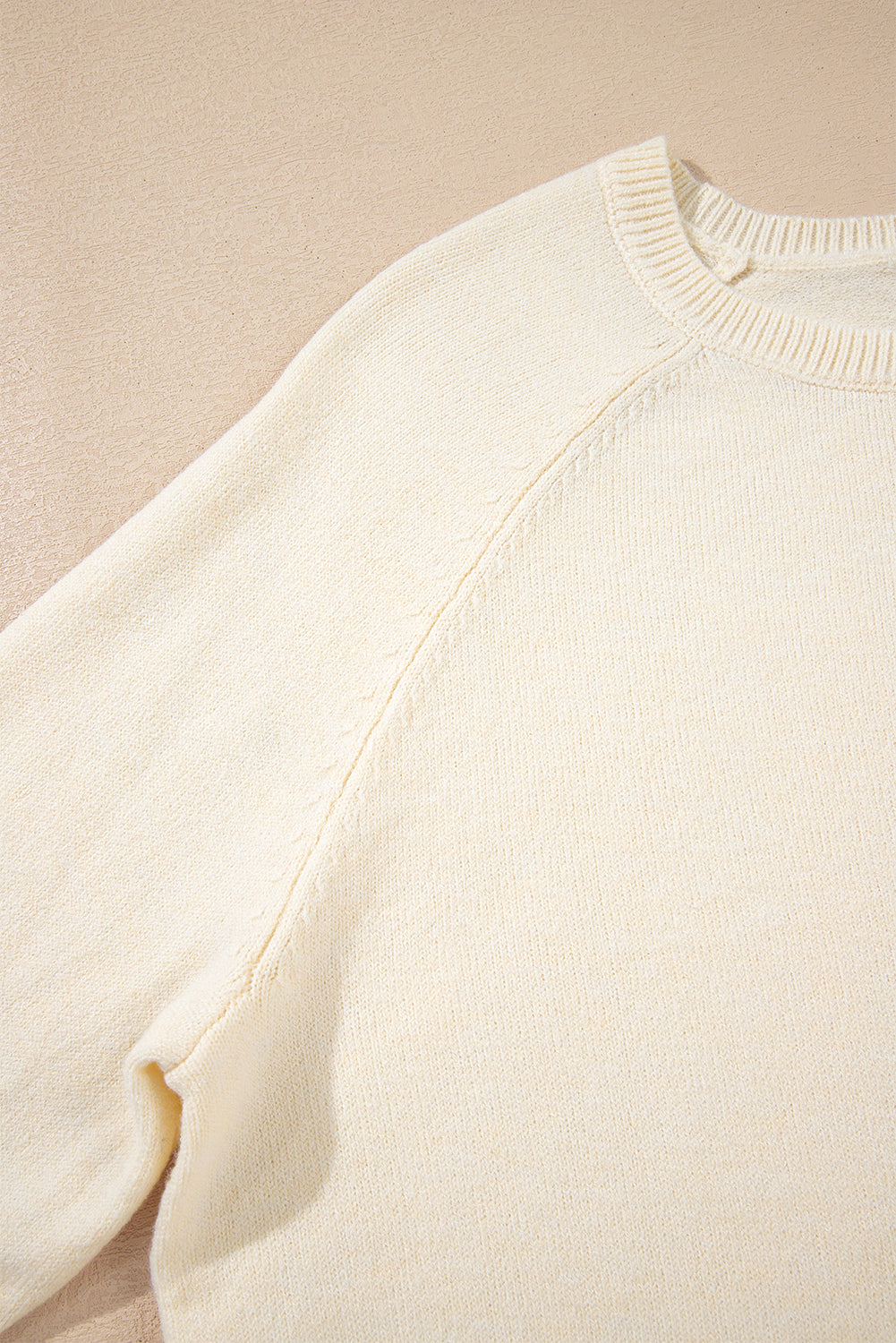 White Buttoned Bishop Sleeve Crew Neck Sweater Sweaters JT's Designer Fashion