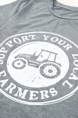 Gray SUPPORT YOUR LOCAL FARMERS Graphic Tee Graphic Tees JT's Designer Fashion