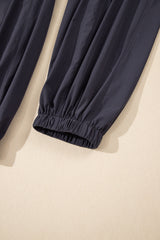Carbon Grey Back Crossed Straps Hollow Out Jogger Jumpsuit Jumpsuits & Rompers JT's Designer Fashion