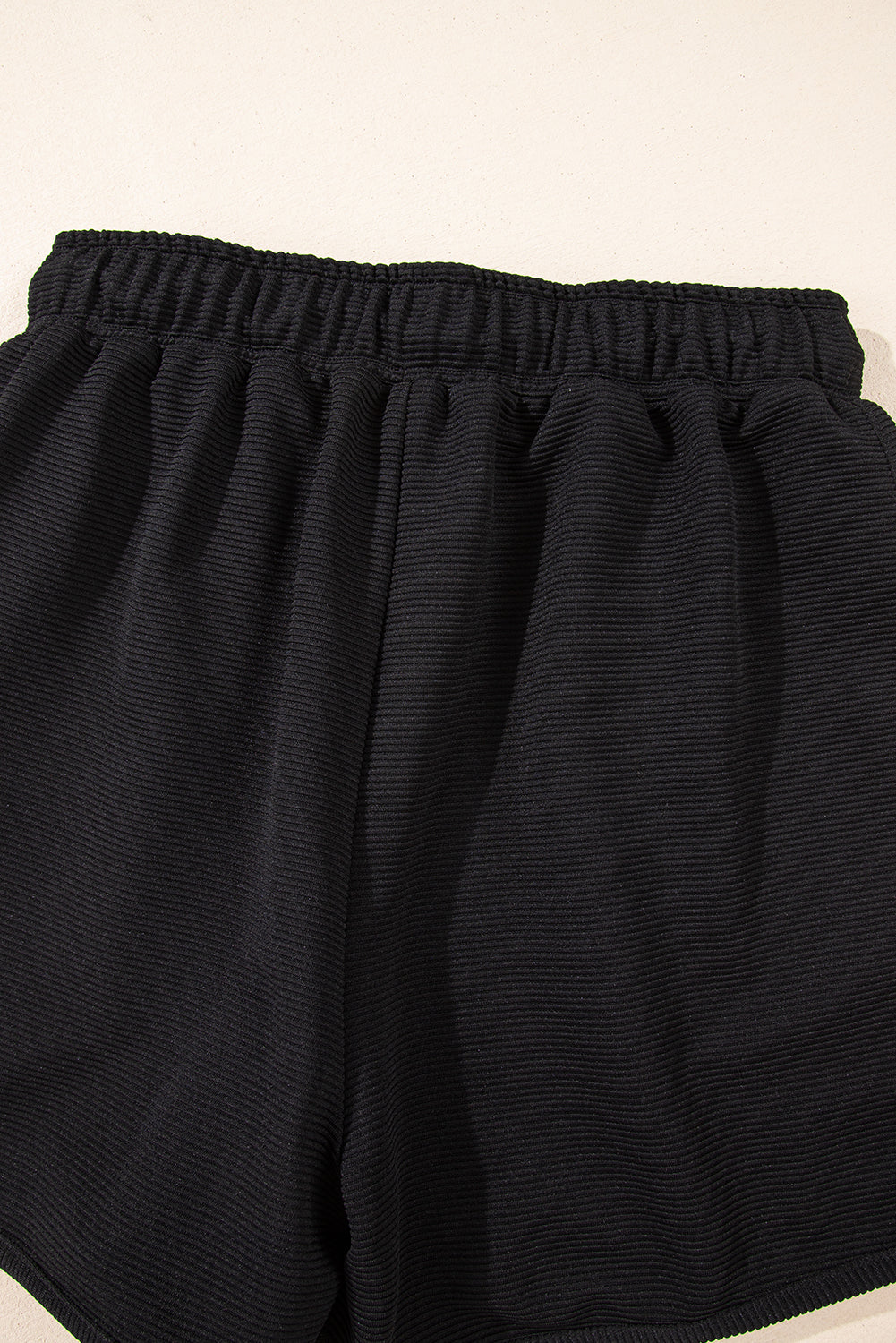 Black Textured Half Zip Kangaroo Pocket Top Drawstring Shorts Set Short Sets JT's Designer Fashion