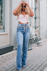 Dusk Blue Pearl Boot Cut Denim Jeans Jeans JT's Designer Fashion