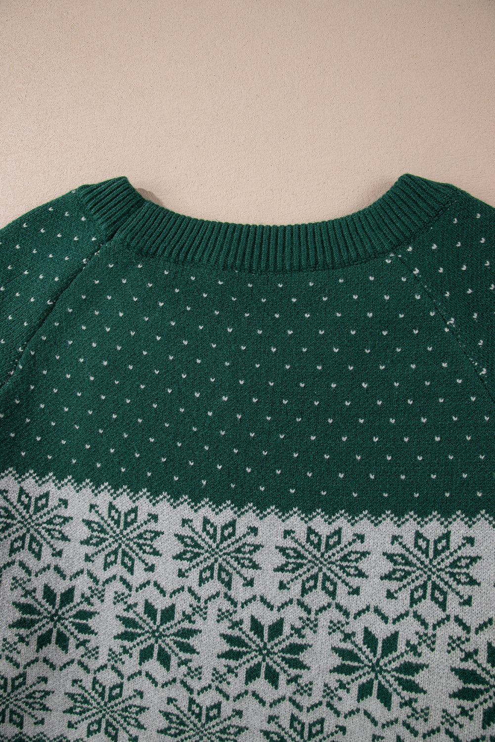 Green Christmas Snowflake Pattern Drop Shoulder Plus Size Sweater Plus Size Sweaters & Cardigans JT's Designer Fashion