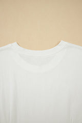 White Drop Shoulder Crew Neck Shift T Shirt Dress T Shirt Dresses JT's Designer Fashion