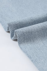 Sky Blue Mid Rise Asymmetrical Waist Wide Leg Jeans Jeans JT's Designer Fashion