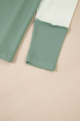Mint Green Ribbed Colorblock Patchwork Raglan Long Sleeve Top Long Sleeve Tops JT's Designer Fashion