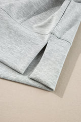 Light Grey Stand Neck Zipped Sweatshirt and Shorts Set Short Sets JT's Designer Fashion