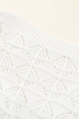 White Lightweight Buttoned Front Crochet Cardigan Cardigans JT's Designer Fashion
