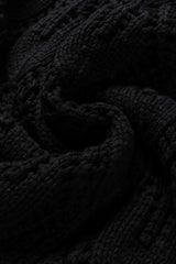 Black Crochet Knit Ribbed Hem Hollow-out Sweater Sweaters JT's Designer Fashion