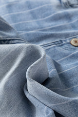 Beau Blue Multi Buttons Pinstripe Wide Leg Jeans Jeans JT's Designer Fashion
