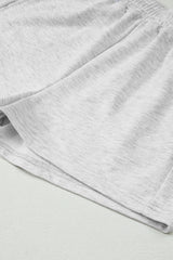 Light Grey Girly Bow Embroidered Detail Puff Sleeve Pullover 2pcs Short Set Short Sets JT's Designer Fashion