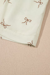 White Bow Print Lace Drawstring Casual Shorts Casual Shorts JT's Designer Fashion