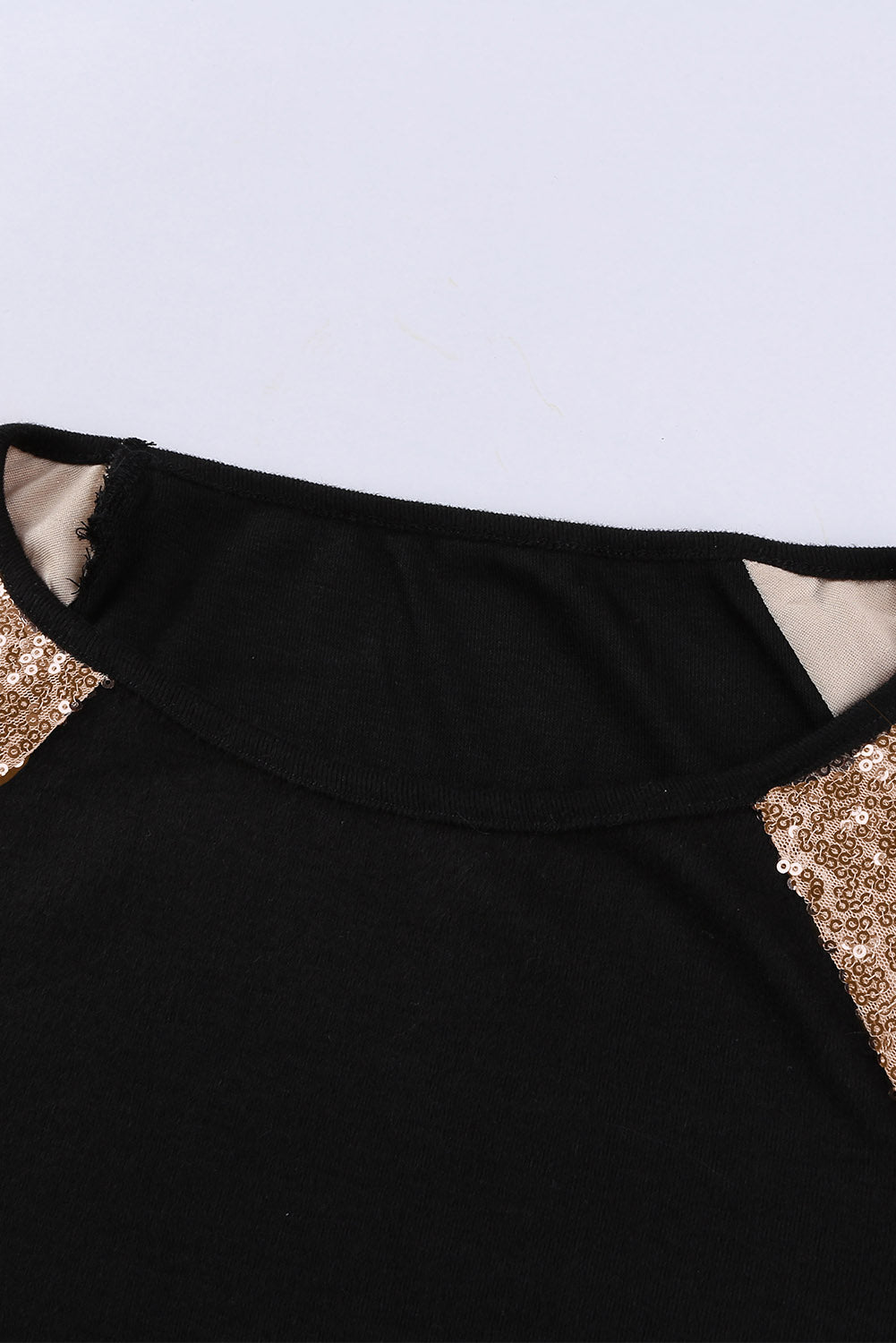 Black Sequin Shoulder Long Sleeve Top Long Sleeve Tops JT's Designer Fashion