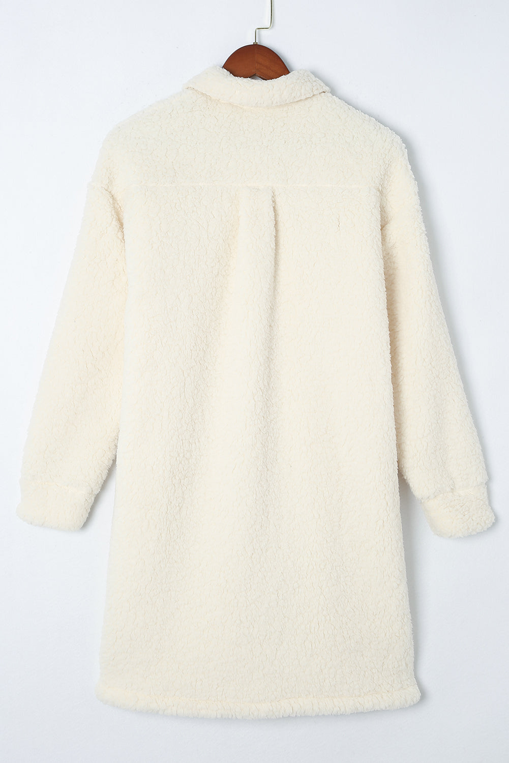 Beige Contrast Flap Pocket Single Breasted Teddy Coat Coats JT's Designer Fashion