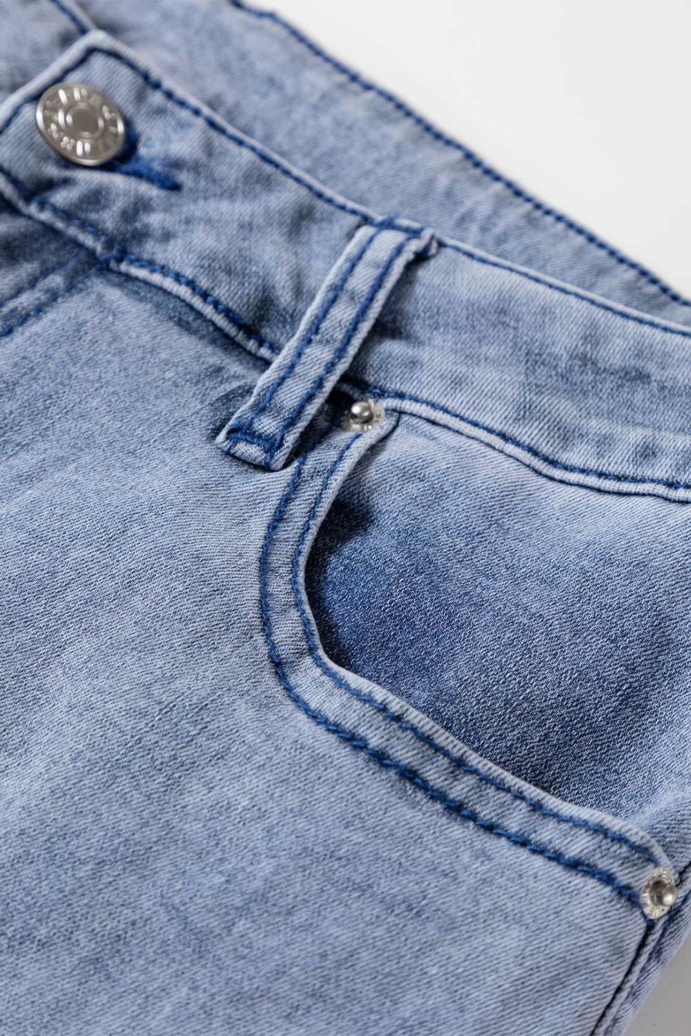Beau Blue High Waist Button Zip Fly Bell Bottom Jeans Jeans JT's Designer Fashion