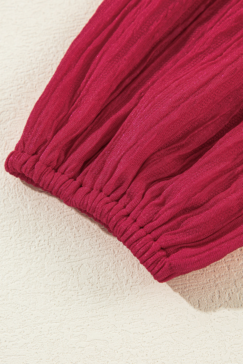 Fiery Red Textured Ruffled Trim V Neck Loose Fit Mini Dress Mini Dresses JT's Designer Fashion