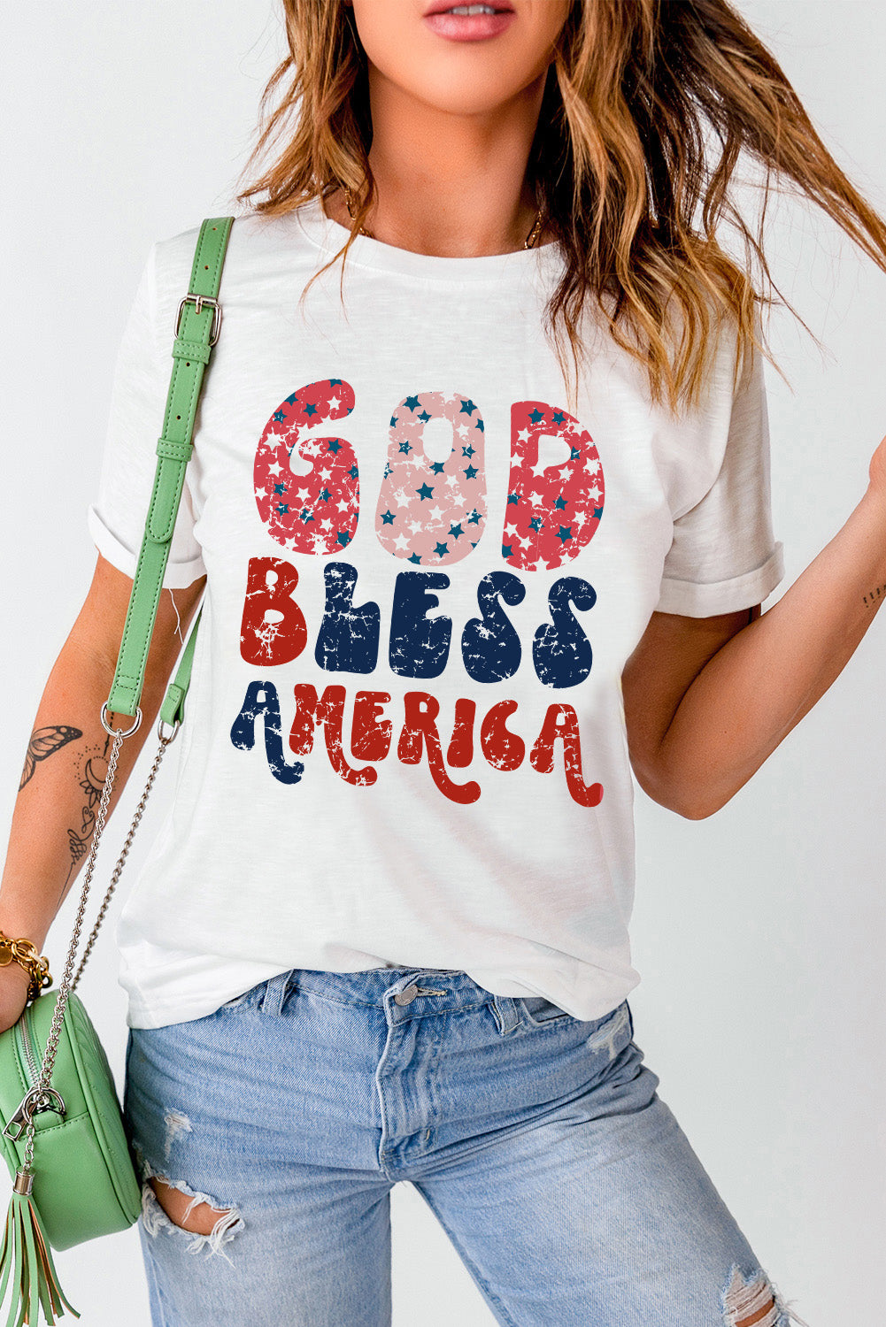 White God Bless America Graphic Tee Graphic Tees JT's Designer Fashion
