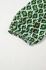 Green Geometric Floral Print Half Sleeve Plus Size Maxi Dress Plus Size Maxi Dresses JT's Designer Fashion