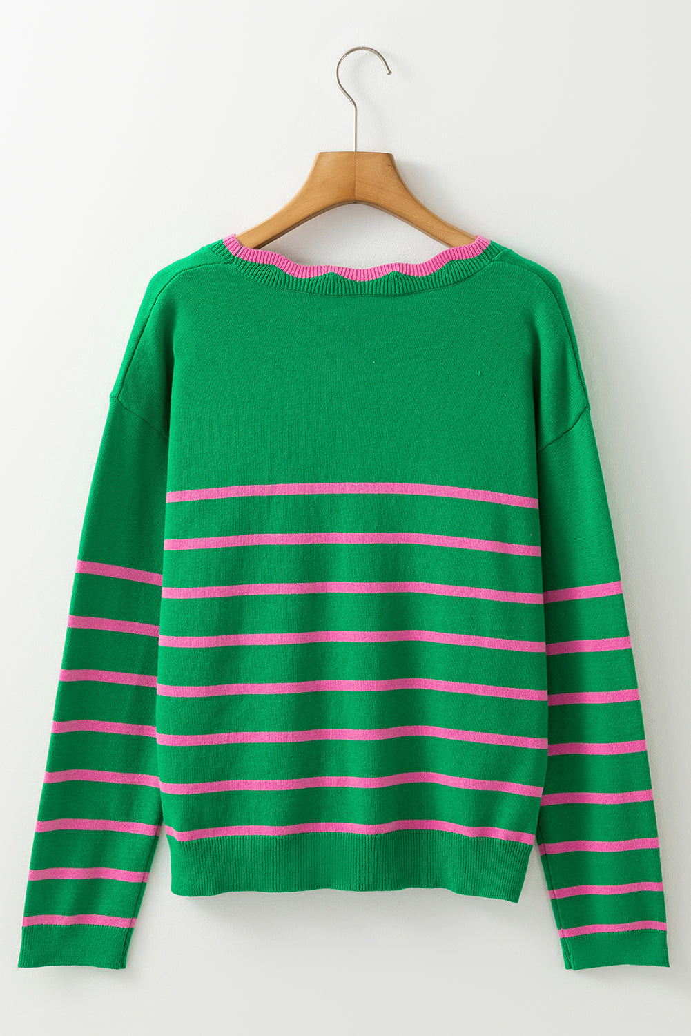 Green Stripe Ribbon Cute Bow Detail Sweater Knit Cardigan Cardigans JT's Designer Fashion