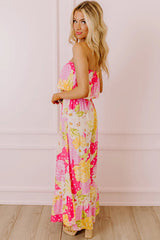Multicolour Floral Print Ruffled High Waist Tube Top Loose Jumpsuit Jumpsuits & Rompers JT's Designer Fashion
